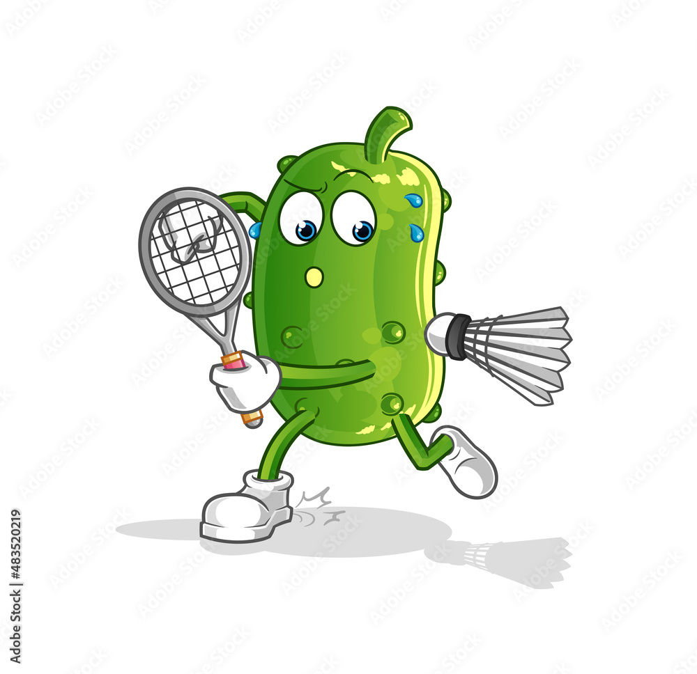 cucumber playing badminton illustration. character vector cucumber playing badminton illustration. character vector