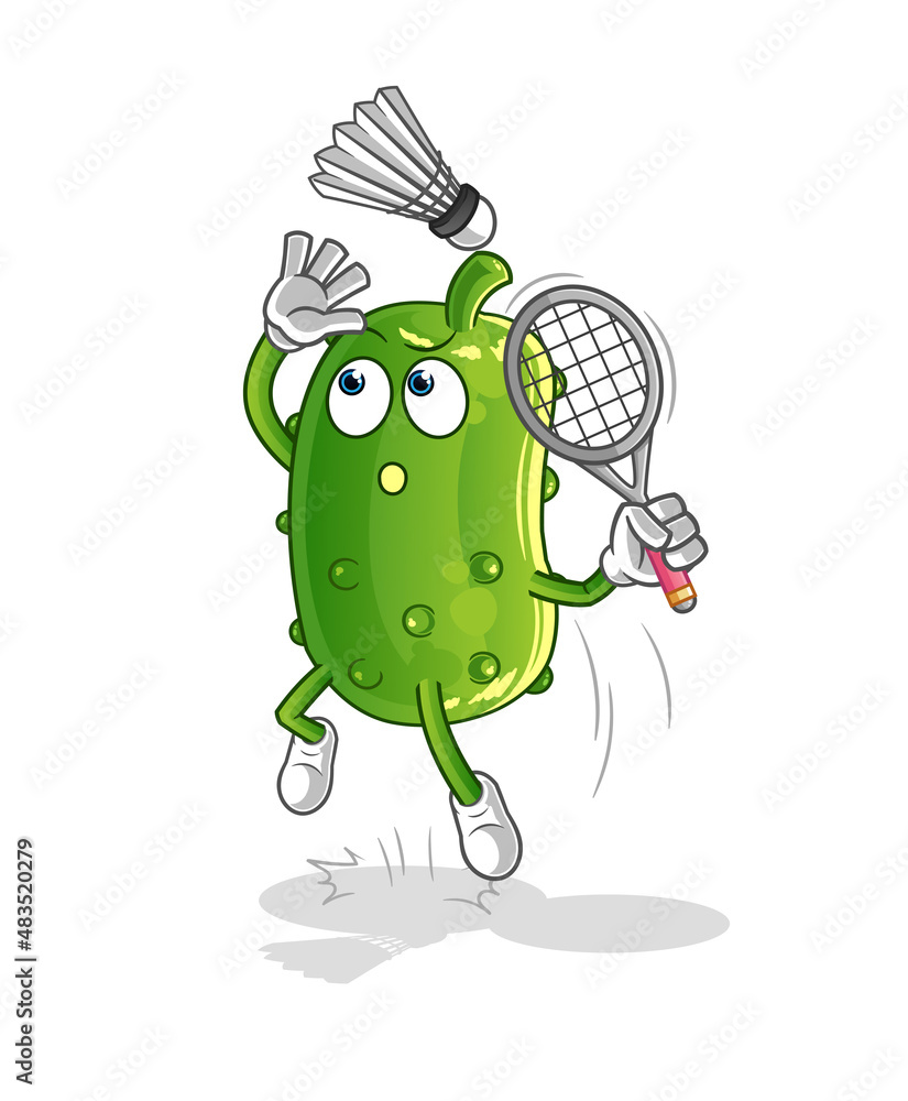 Obraz premium cucumber smash at badminton cartoon. cartoon mascot vector