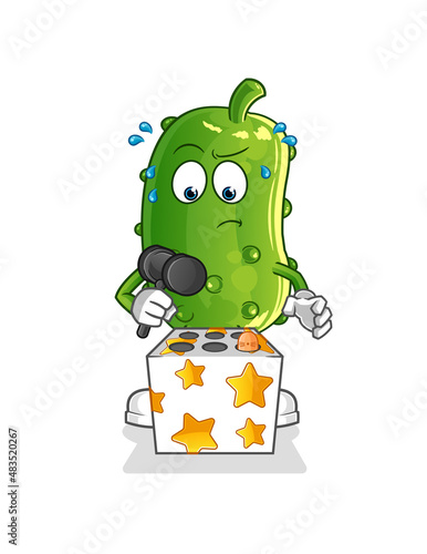 cucumber play whack a mole mascot. cartoon vector