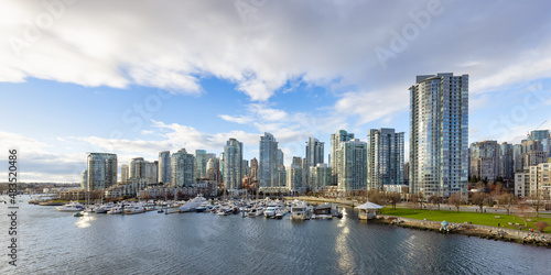 False Creek  Downtown Vancouver  British Columbia  Canada. Modern City on the Pacific Ocean Coast. Cityscape Skyline. Sunny winter day.