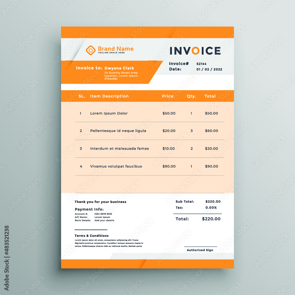 product invoice design template