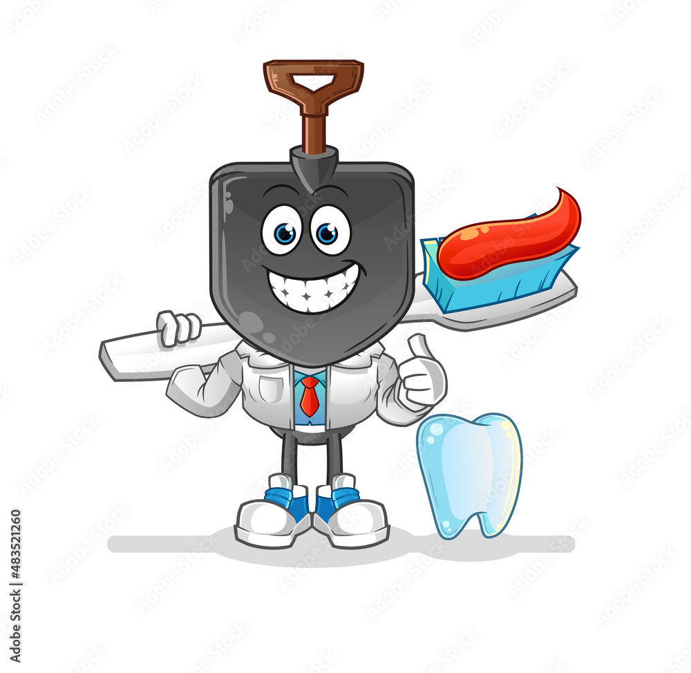 shovel head cartoon dentist illustration. character vector shovel head cartoon dentist illustration. character vector