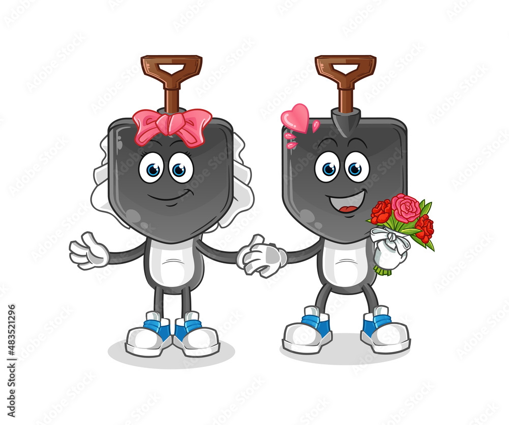 shovel head cartoon wedding. cartoon mascot vector shovel head cartoon wedding. cartoon mascot vector
