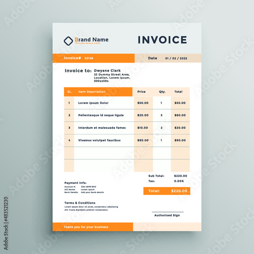 invoice design template vector