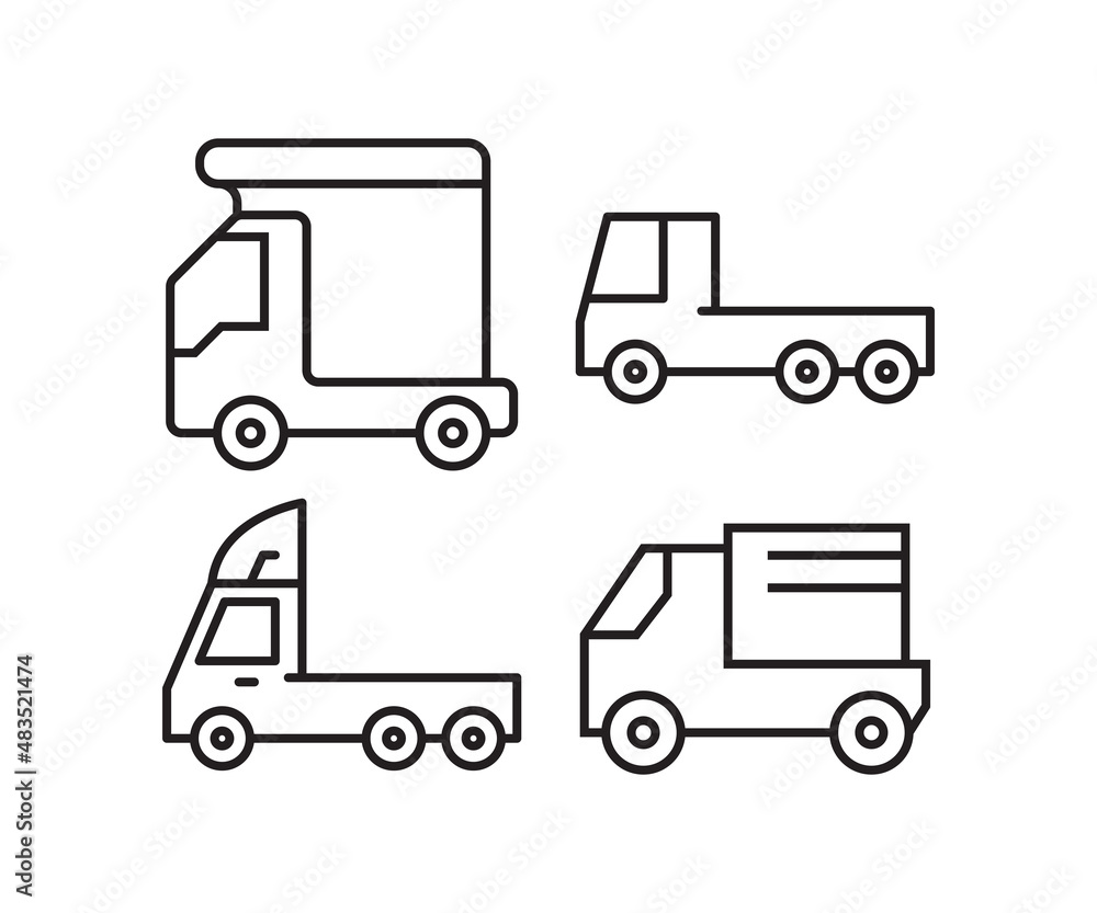 car, vehicle and transportation icons line vector illustration