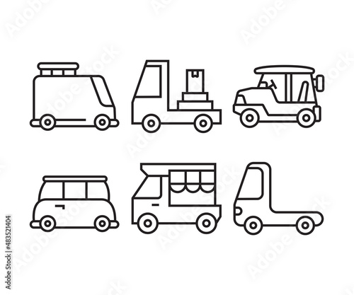 car, vehicle and transportation icons line vector illustration © bigpa
