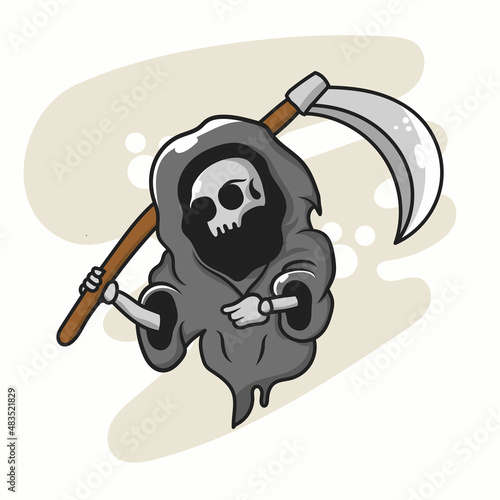 grim reaper skull carrying scythe