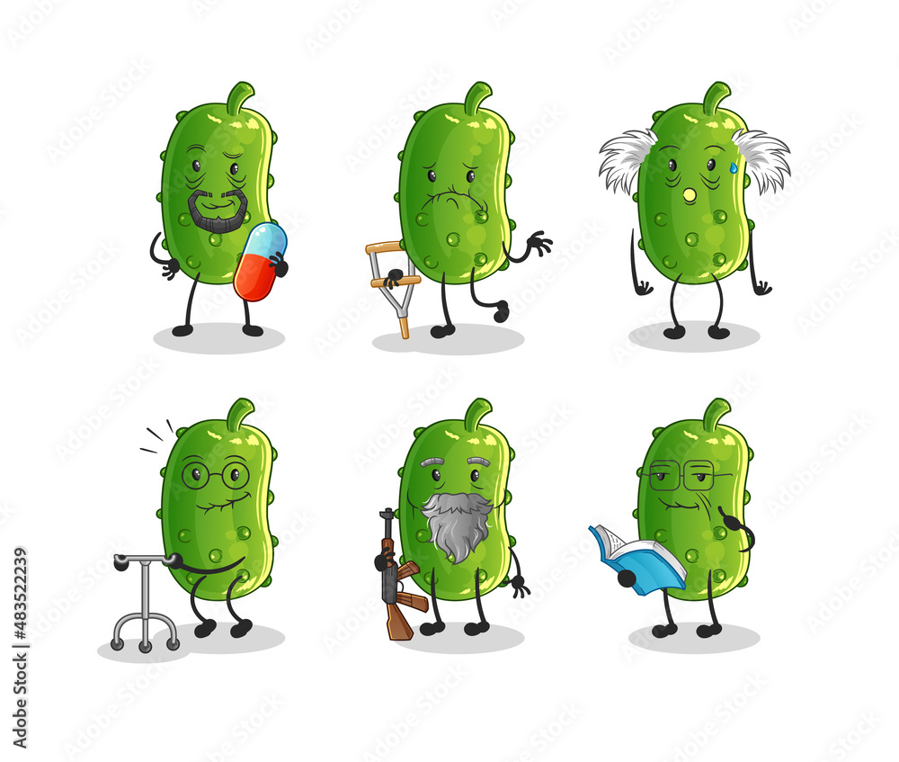 cucumber elderly character. cartoon mascot vector cucumber elderly character. cartoon mascot vector
