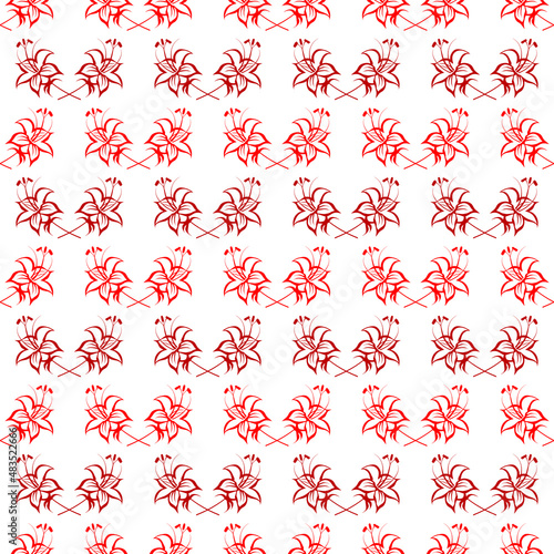 Flowers are red on a white background. Seamless floral pattern. Plant design for fabric, cloth design, covers, manufacturing, wallpapers, print, gift wrap, vector illustration
