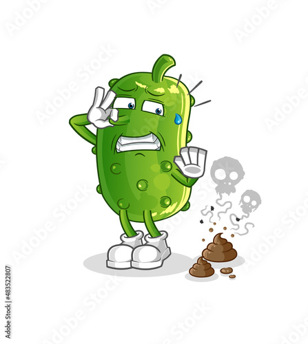 cucumber with stinky waste illustration. character vector