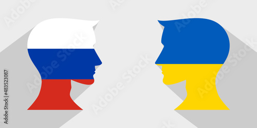 face to face concept. russia vs ukraine. vector illustration