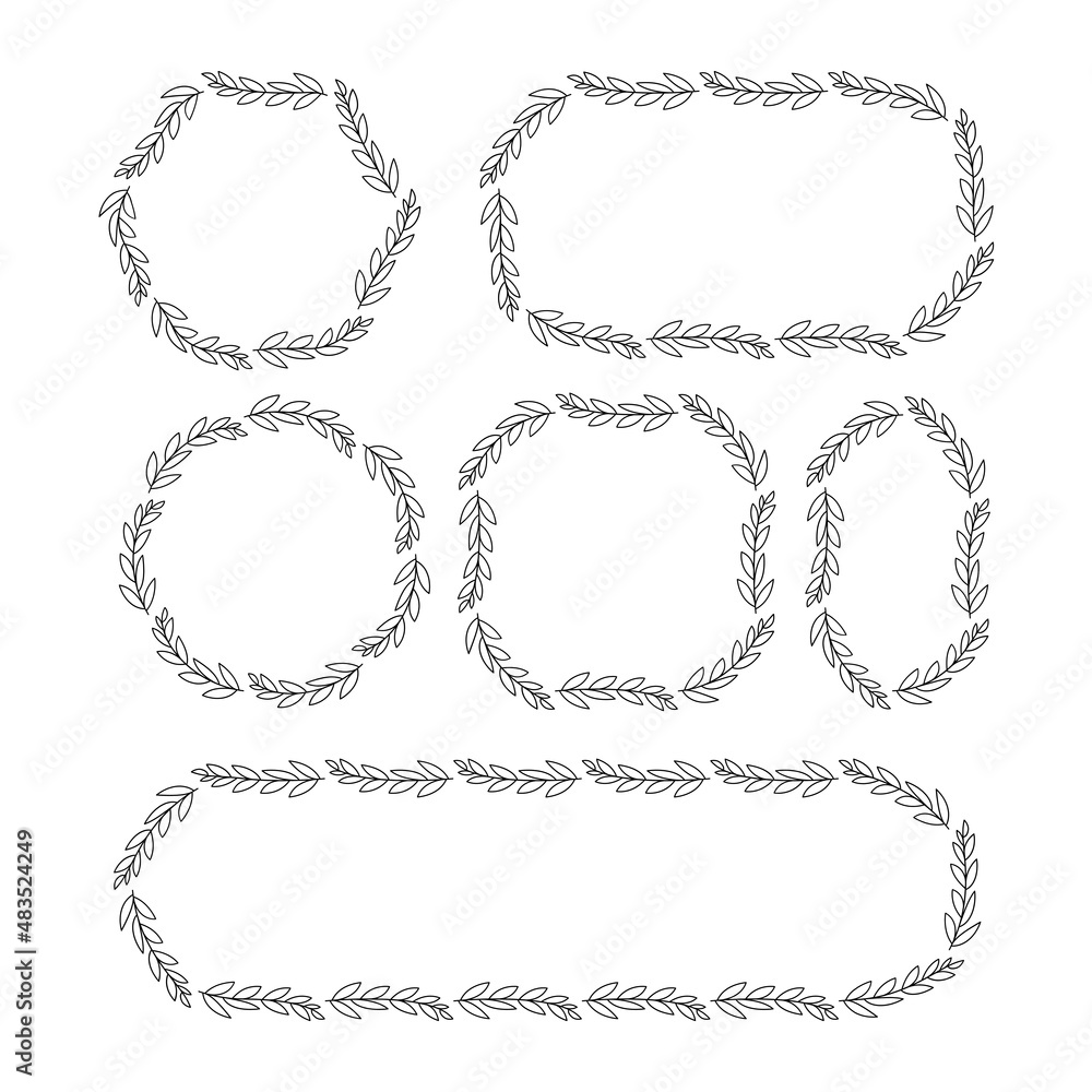 Obraz premium decorative floral frame leaves and flower vector illustration