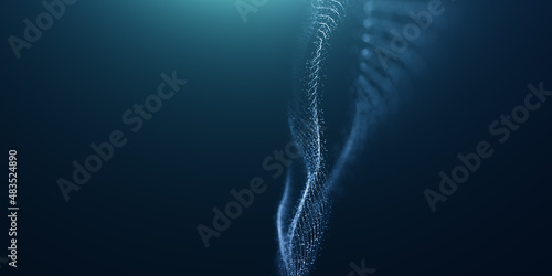 Fototapeta Naklejka Na Ścianę i Meble -  Futuristic point wave particular line background. Abstract flow digital structure data technology background. 3d rendering background. landing page
