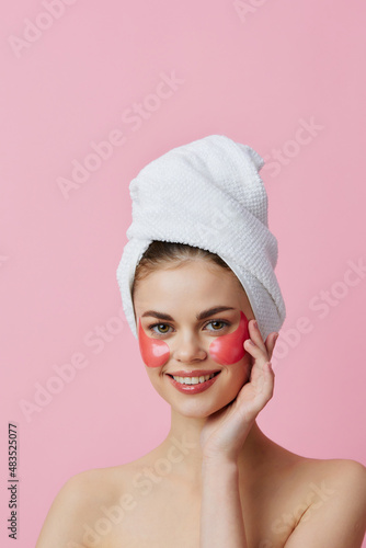 young woman patches rejuvenation skin care fun close-up Lifestyle