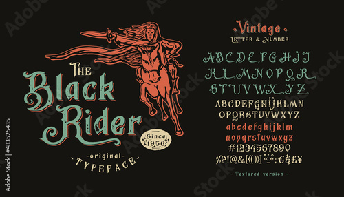 Font Black Rider. Vintage design. Old logo 