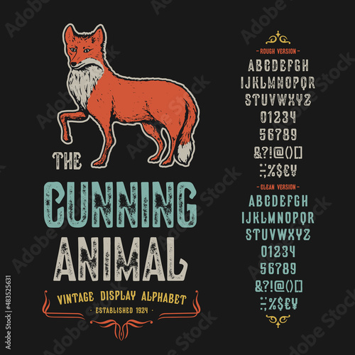 Font The Cunning Hunter. Vintage typeface design