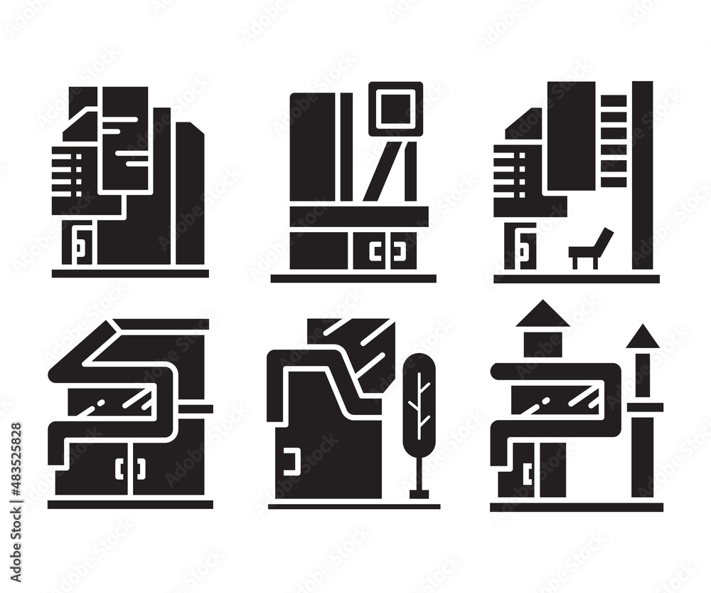 modern building and house, modern architecture design icons set modern building and house, modern architecture design icons set