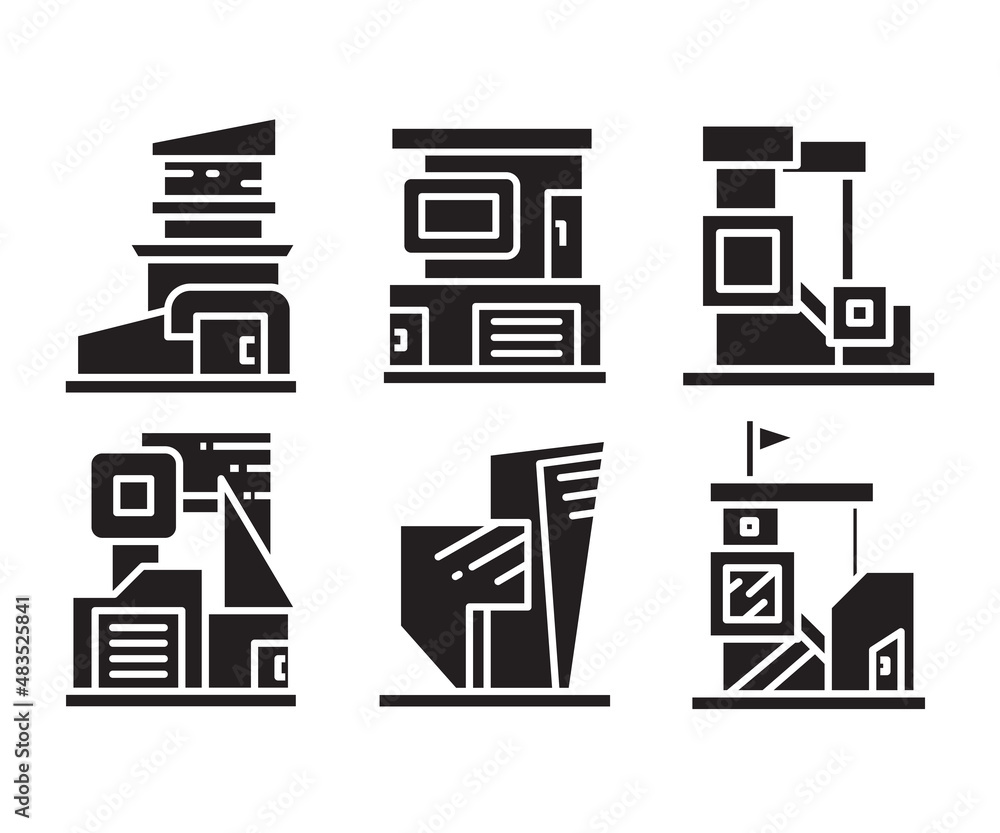 modern building and house, modern architecture design icons set modern building and house, modern architecture design icons set