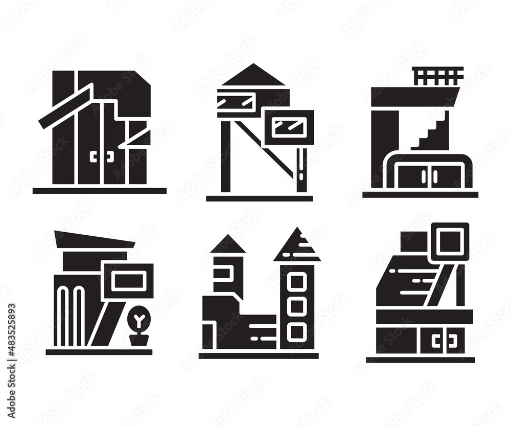 modern building and house, modern architecture design icons set modern building and house, modern architecture design icons set