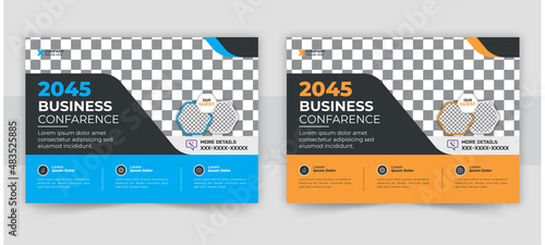 Corporate horizontal business conference flyer template design.