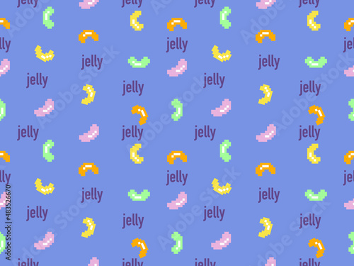 Wallpaper Mural Jelly cartoon character seamless pattern on blue background.Pixel style Torontodigital.ca
