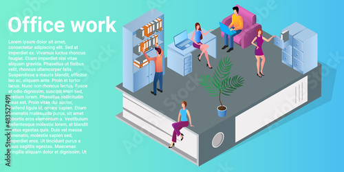 Office work.Coworking and online negotiations.Freelance and remote work..A business-style poster.Flat vector illustration.