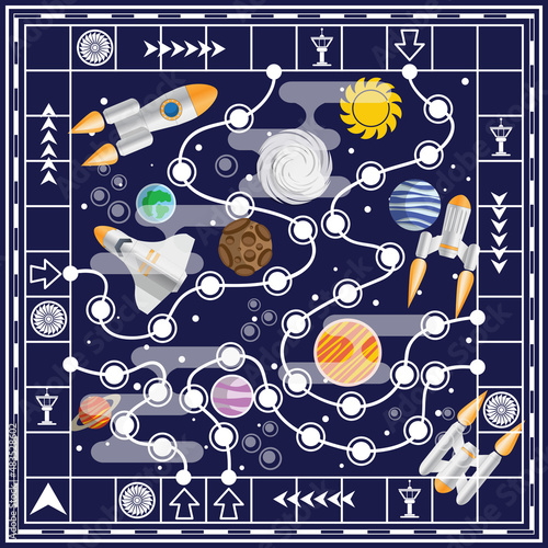 A board game on the space theme. Vector illustration.