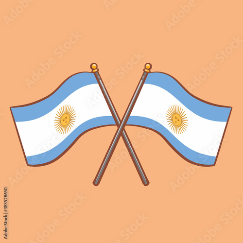 Hand drawn cartoon illustration of Argentine flag

