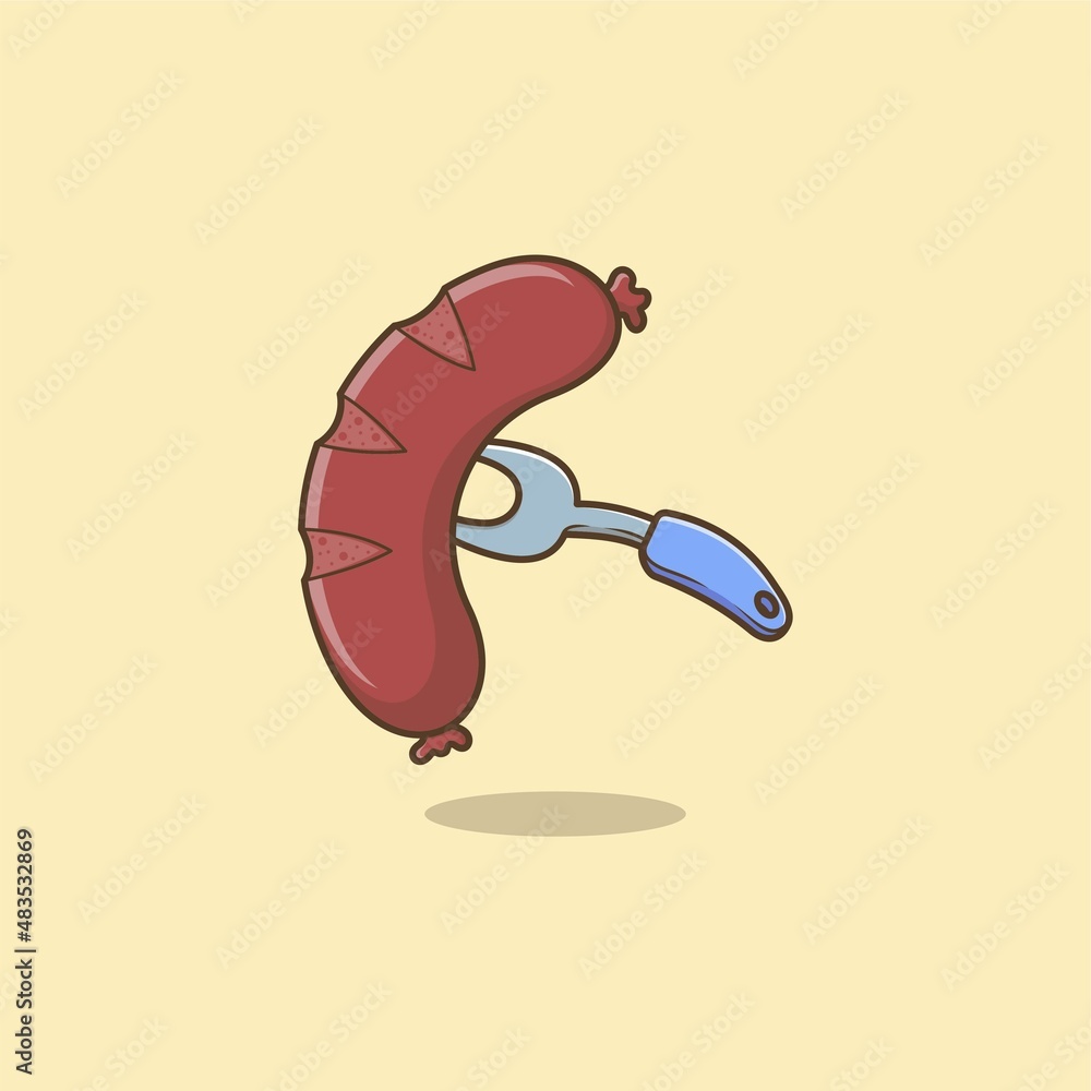 cute cartoon barbecue sausage. vector illustration for mascot logo or sticker cute cartoon barbecue sausage. vector illustration for mascot logo or sticker