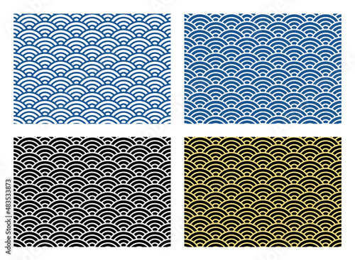 和柄（青海波柄）シームレス背景素材