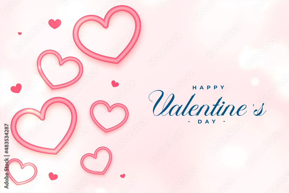 valentines day event card with realistic hearts design