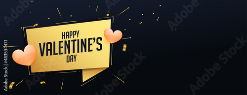 happy valentines day messahe golden and black banner design photo