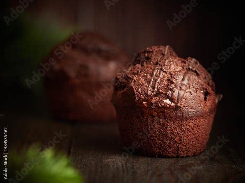 Chocolate cupcake on a dark background