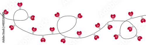 Valentine's Day banner with heart shaped light bulbs