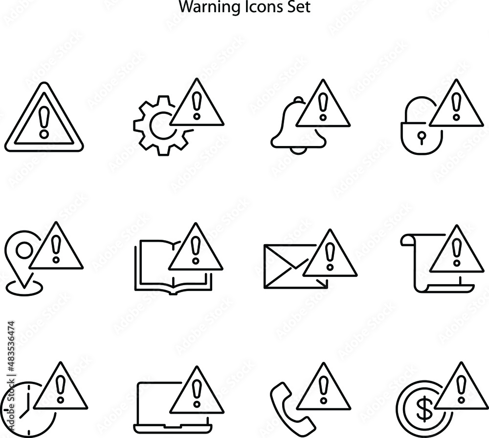 attention icons set isolated on white background. attention icon thin line outline linear attention symbol for logo, web, app, UI. attention icon simple sign. attention icons set isolated on white background. attention icon thin line outline linear attention symbol for logo, web, app, UI. attention icon simple sign.