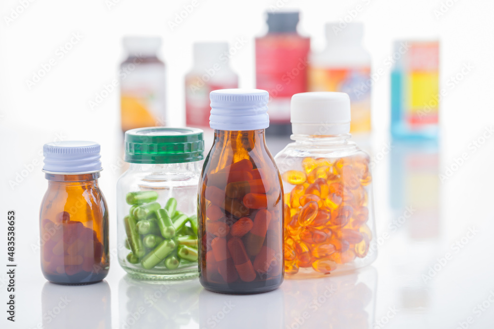 bottle of medicine with isolated on white bottle of medicine with isolated on white