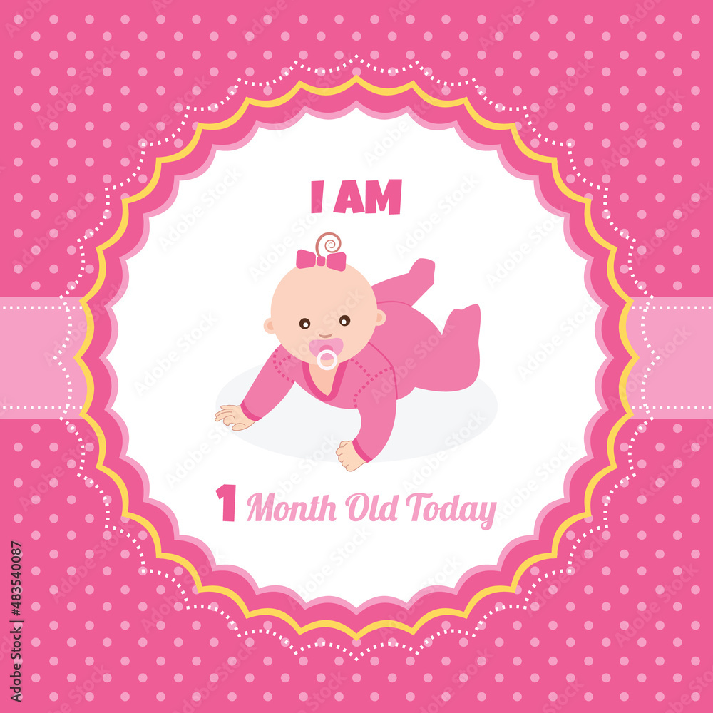 I am one month old today. greeting card, vector illustration design I am one month old today. greeting card, vector illustration design