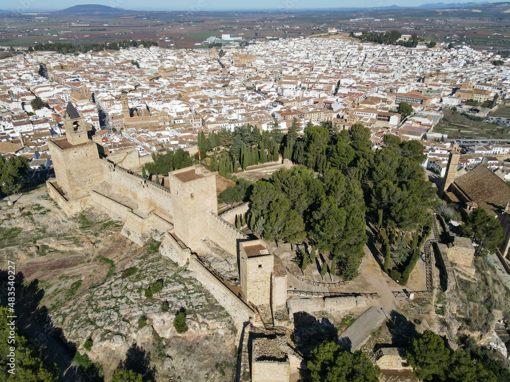 Drone view at the town of Antequera on Andalusia, Spain