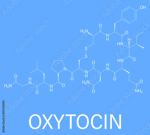 Oxytocin hormone molecule. Skeletal formula.