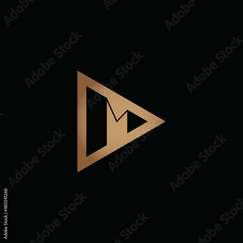 Free Download Logo for video. Gold Play Button with M letter logo. Negative space logotype initial designs for personal and company branding. EPS10 - GFXLoad