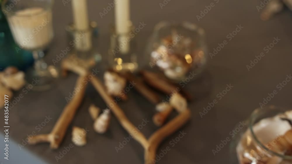 decor in a marine style on a festive table in a restaurant decor in a marine style on a festive table in a restaurant