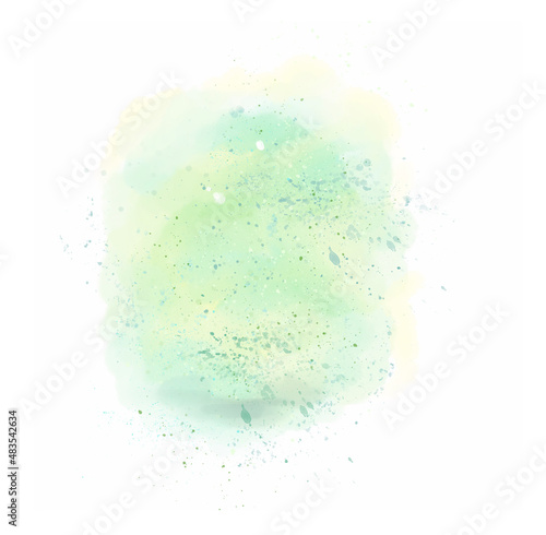 The blurred background is turquoise with yellow spots and splashes of paint. Watercolor washes. Abstraction. Digital art. Wallpaper