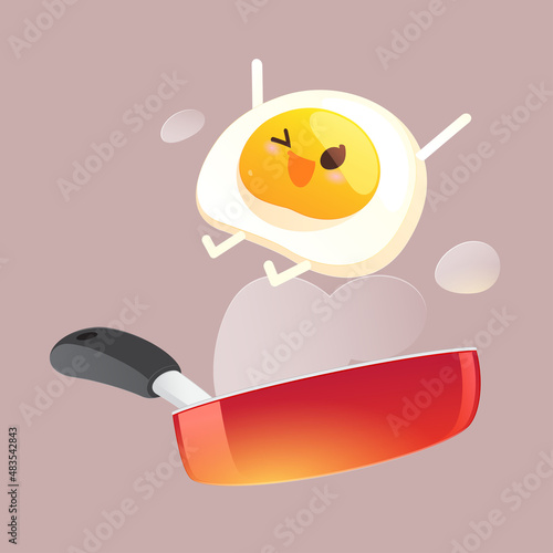 Fried eggs for today's breakfast. Cartoon and illustration design
