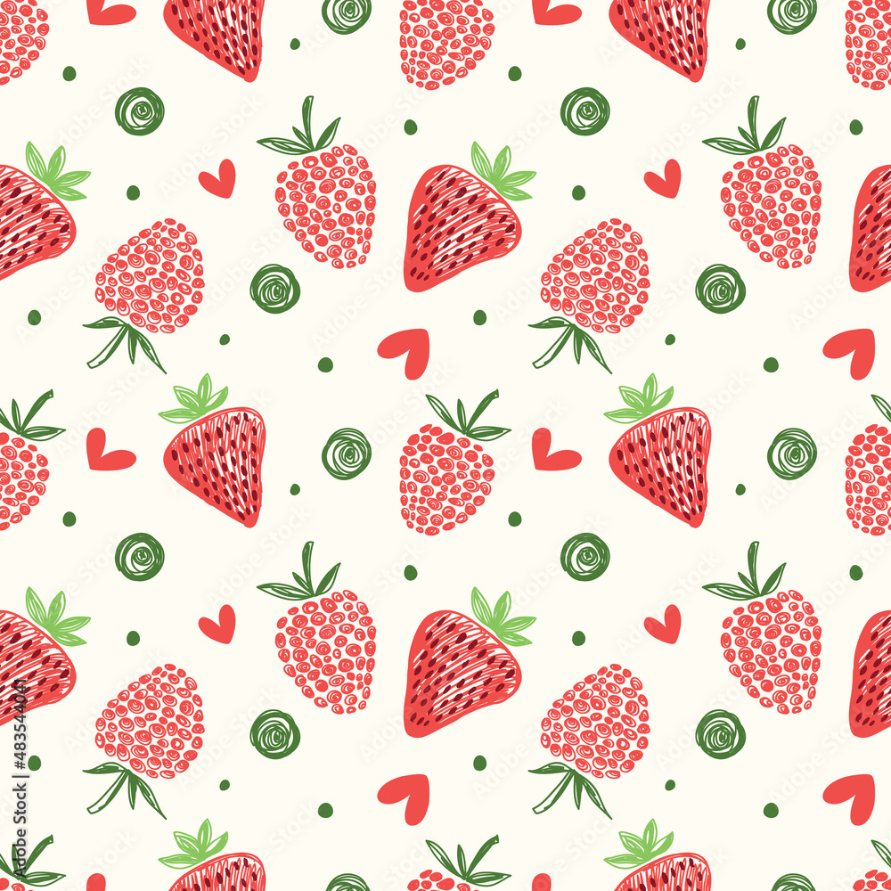 Seamless pattern with strawberries and raspberries. Seamless pattern with strawberries and raspberries.