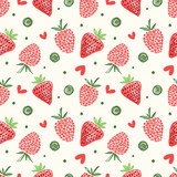 Seamless pattern with strawberries and raspberries.