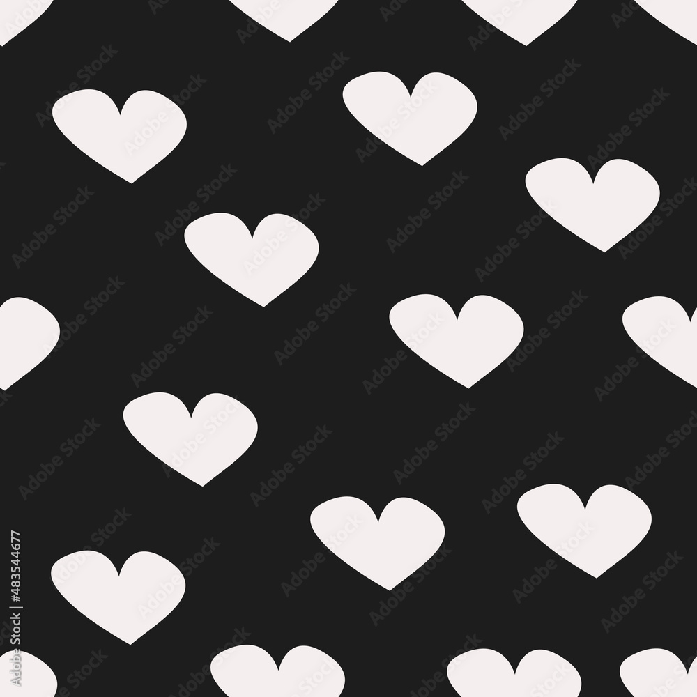 White seamless hearts pattern. Vector.