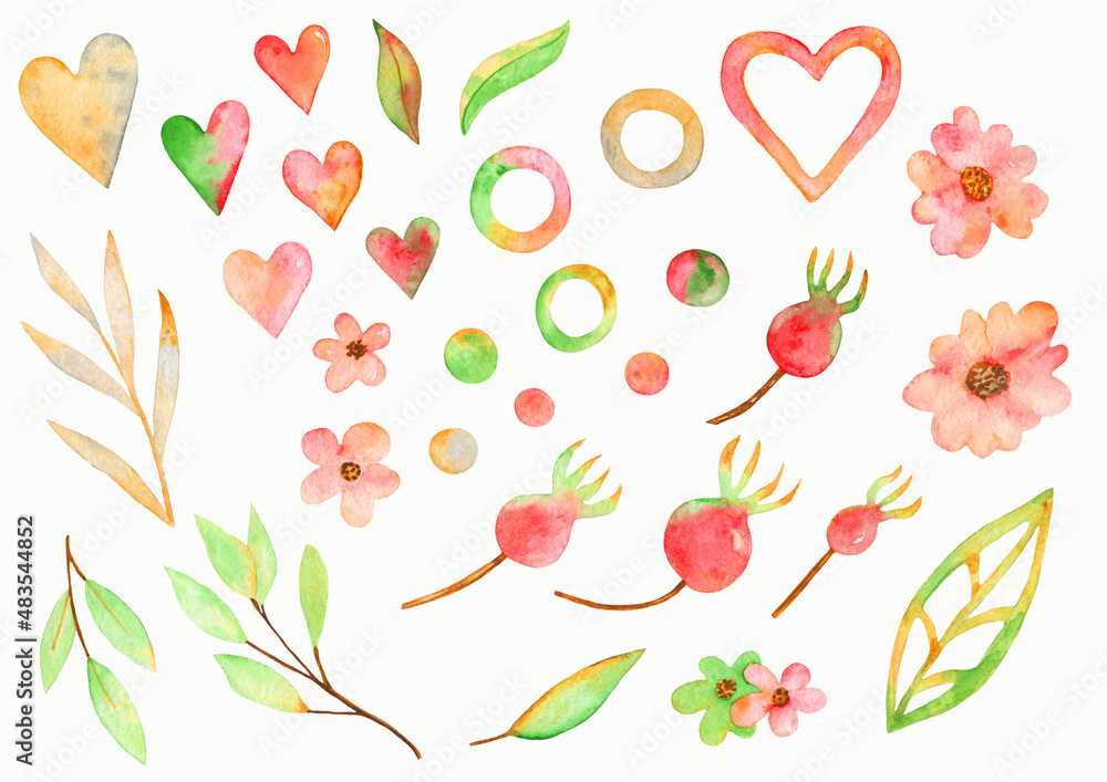 custom made wallpaper toronto digitalHand drawn watercolor simple set.