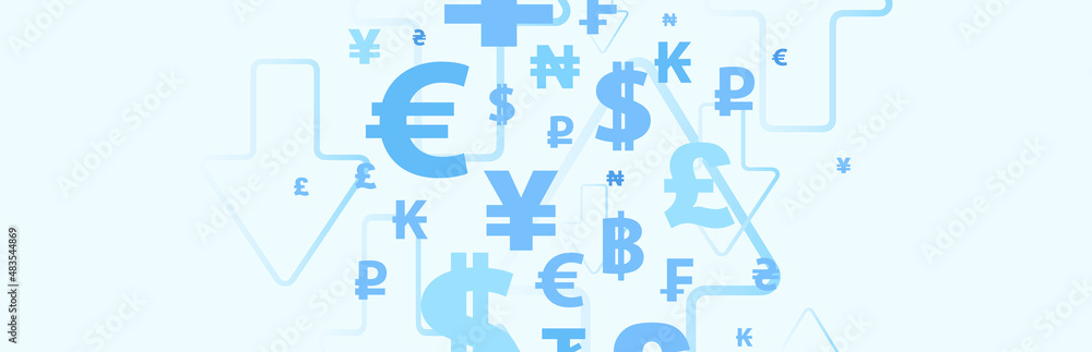 finance symbols on blue background finance symbols on blue background