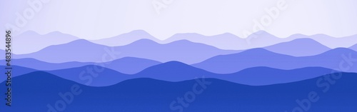 amazing wide angle of hills peaks in clouds digitally drawn background or texture illustration