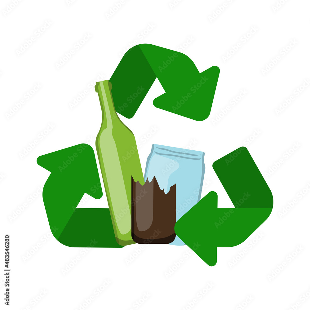 The glass recycle symbols set vector illustration. Stock Vector Adobe